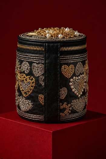 Buy House Of Kosha Black Malika Embroidered Cylinder Mini Bag Online at Aza Fashions Buy_House Of Kosha_Black Malika Embroidered Cylinder Mini Bag _Online_at_Aza_Fashions