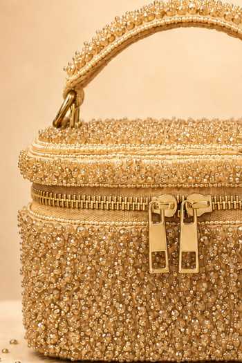 House Of Kosha Gold Ziya Bead Embroidered Vanity Bag at Aza Fashions House Of Kosha_Gold Ziya Bead Embroidered Vanity Bag _at_Aza_Fashions