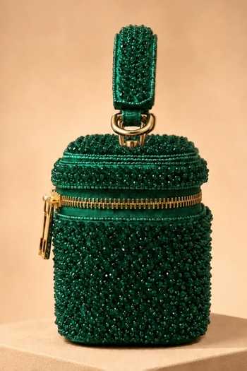 House Of Kosha Emerald Green Ziya Embroidered Vanity Bag Online at Aza Fashions House Of Kosha_Emerald Green Ziya Embroidered Vanity Bag _Online_at_Aza_Fashions