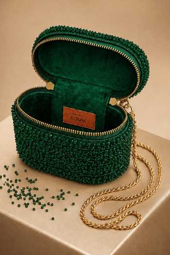 Shop House Of Kosha Emerald Green Ziya Embroidered Vanity Bag Online at Aza Fashions Shop_House Of Kosha_Emerald Green Ziya Embroidered Vanity Bag _Online_at_Aza_Fashions