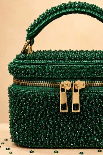 House Of Kosha Emerald Green Ziya Embroidered Vanity Bag at Aza Fashions House Of Kosha_Emerald Green Ziya Embroidered Vanity Bag _at_Aza_Fashions