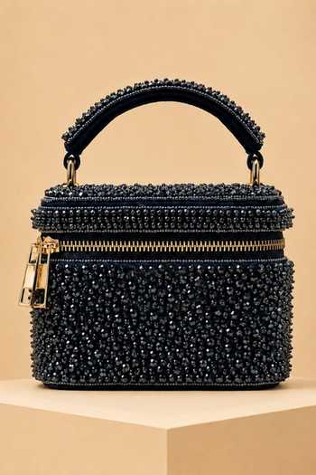 House Of Kosha Navy Ziya Embroidered Vanity Bag Online at Aza Fashions House Of Kosha_Navy Ziya Embroidered Vanity Bag _Online_at_Aza_Fashions