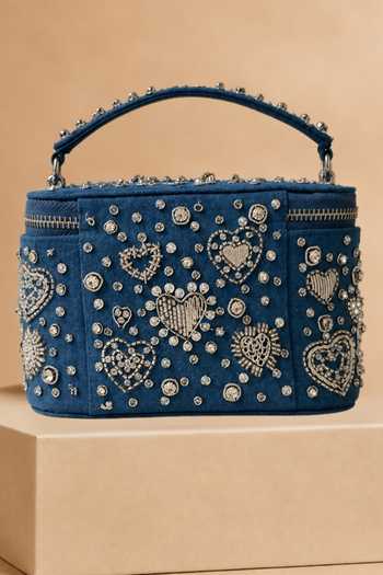 Buy House Of Kosha Blue Alizeh Silver Denim Embroidered Vanity Bag Online at Aza Fashions Buy_House Of Kosha_Blue Alizeh Silver Denim Embroidered Vanity Bag _Online_at_Aza_Fashions