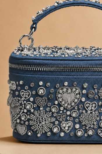 Shop House Of Kosha Blue Alizeh Silver Denim Embroidered Vanity Bag Online at Aza Fashions Shop_House Of Kosha_Blue Alizeh Silver Denim Embroidered Vanity Bag _Online_at_Aza_Fashions
