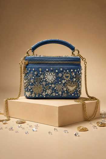 House Of Kosha Alizeh Denim Embroidered Vanity Bag 