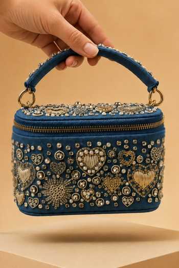 House Of Kosha Alizeh Denim Embroidered Vanity Bag 