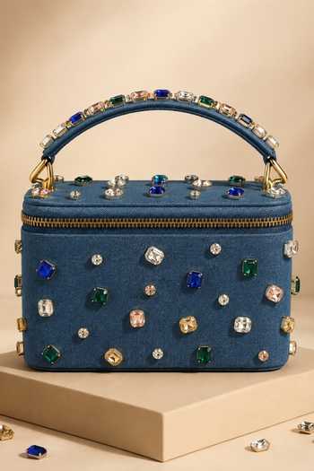 Buy House Of Kosha Multi Color Raisa Multicolor Denim Embellished Vanity Bag Online at Aza Fashions Buy_House Of Kosha_Multi Color Raisa Multicolor Denim Embellished Vanity Bag _Online_at_Aza_Fashions