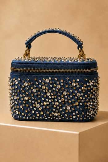 House Of Kosha Inaya Denim Embroidered Vanity Bag 