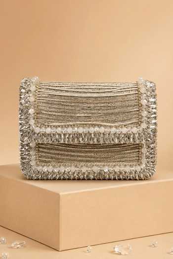 House Of Kosha Silver Elif Embellished Mini Bag Online at Aza Fashions House Of Kosha_Silver Elif Embellished Mini Bag _Online_at_Aza_Fashions