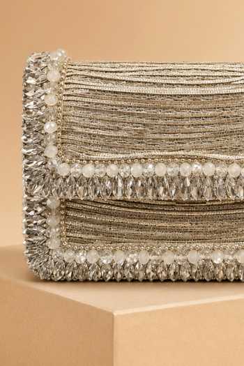 Shop House Of Kosha Silver Elif Embellished Mini Bag Online at Aza Fashions Shop_House Of Kosha_Silver Elif Embellished Mini Bag _Online_at_Aza_Fashions