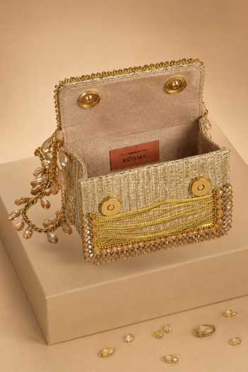 House Of Kosha Gold Elif Embellished Mini Bag Online at Aza Fashions House Of Kosha_Gold Elif Embellished Mini Bag _Online_at_Aza_Fashions
