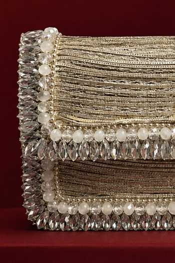 Buy House Of Kosha Silver Elif Georgette Embellished Clutch Online at Aza Fashions Buy_House Of Kosha_Silver Elif Georgette Embellished Clutch _Online_at_Aza_Fashions
