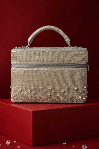 House Of Kosha Cally Suede Embroidered Vanity Bag 
