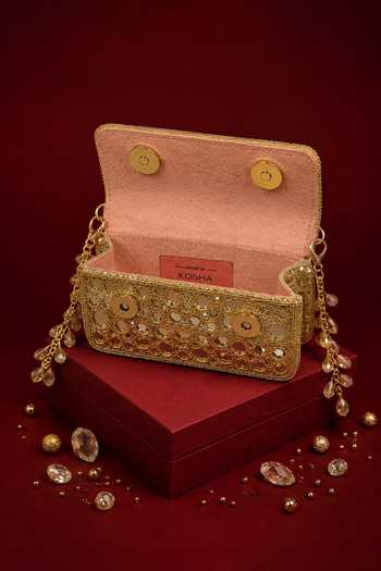 Buy House Of Kosha Gold Ira Mirrorwork Embellished Mini Bag Online at Aza Fashions Buy_House Of Kosha_Gold Ira Mirrorwork Embellished Mini Bag _Online_at_Aza_Fashions
