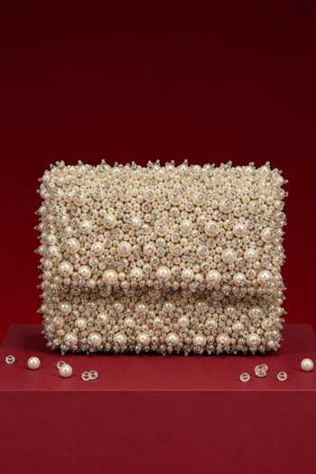 Shop House Of Kosha Ivory Aria Pearl Embellished Mini Bag Online at Aza Fashions Shop_House Of Kosha_Ivory Aria Pearl Embellished Mini Bag _Online_at_Aza_Fashions