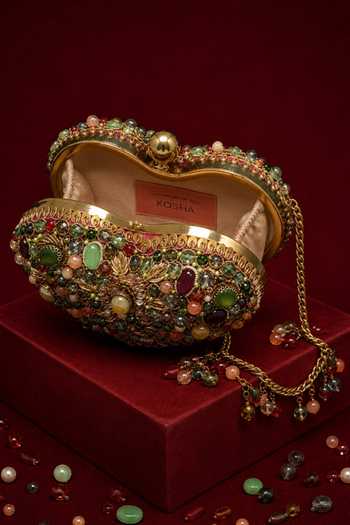 Buy House Of Kosha Multi Color Noorani Multicolor Suede Embellished Heart Bag Online at Aza Fashions Buy_House Of Kosha_Multi Color Noorani Multicolor Suede Embellished Heart Bag _Online_at_Aza_Fashions