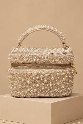 House Of Kosha Ivory Aria Pearl Embellished Vanity Bag Online at Aza Fashions House Of Kosha_Ivory Aria Pearl Embellished Vanity Bag _Online_at_Aza_Fashions