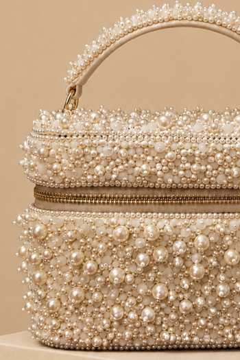 Shop House Of Kosha Ivory Aria Pearl Embellished Vanity Bag Online at Aza Fashions Shop_House Of Kosha_Ivory Aria Pearl Embellished Vanity Bag _Online_at_Aza_Fashions