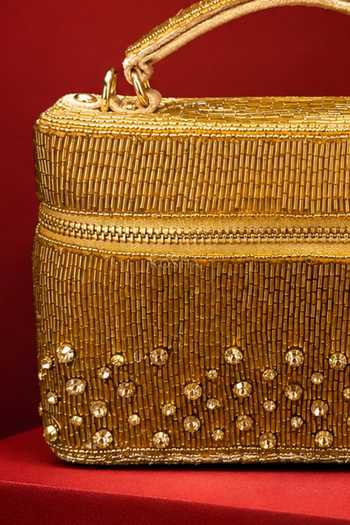 Shop House Of Kosha Gold Cally Suede Embroidered Vanity Bag Online at Aza Fashions Shop_House Of Kosha_Gold Cally Suede Embroidered Vanity Bag _Online_at_Aza_Fashions