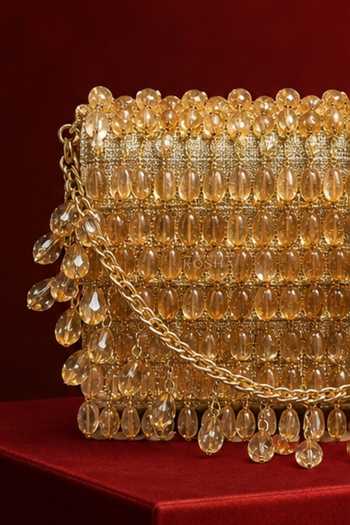 Shop House Of Kosha Gold Myra Crystal Embellished Mini Bag Online at Aza Fashions Shop_House Of Kosha_Gold Myra Crystal Embellished Mini Bag _Online_at_Aza_Fashions