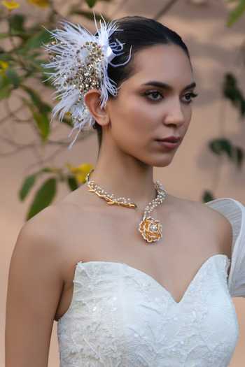 Buy Born Flash White Beads, Crystals, Rhinestones, Feathers Silver Mist Bloom Hair Band Online at Aza Fashions Buy_Born Flash_White Beads, Crystals, Rhinestones, Feathers Silver Mist Bloom Hair Band _Online_at_Aza_Fashions
