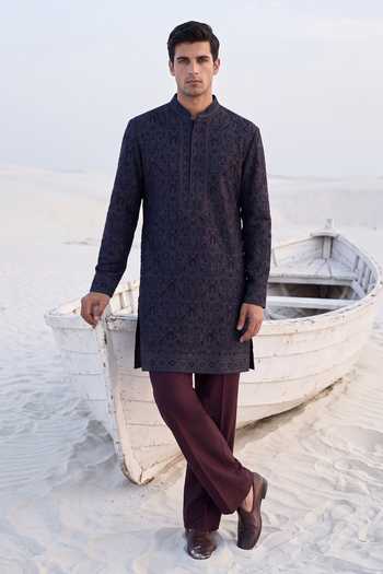 Amit Arora Embroidered Silk Kurta & Palazzo Set 