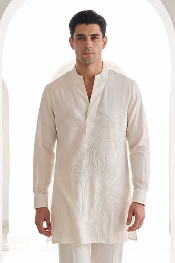 Amit Arora Ivory Knit Embroidered Kurta And Palazzo Set Online at Aza Fashions Amit Arora_Ivory Knit Embroidered Kurta And Palazzo Set _Online_at_Aza_Fashions