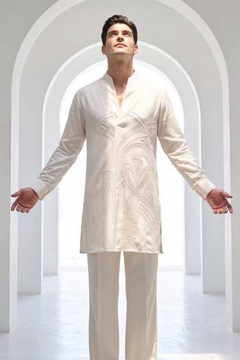 Buy Amit Arora Ivory Knit Embroidered Kurta And Palazzo Set Online at Aza Fashions Buy_Amit Arora_Ivory Knit Embroidered Kurta And Palazzo Set _Online_at_Aza_Fashions