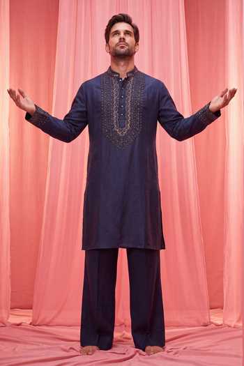 Amit Arora Chanderi Silk Kurta & Pant Set 