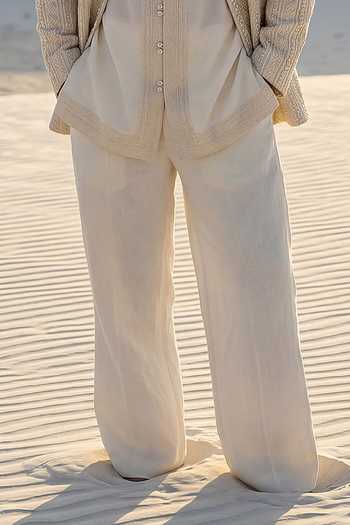 Buy_Amit Arora_Cream Silk, Knit Embroidered Jacket And Kurta Set _Online_at_Aza_Fashions