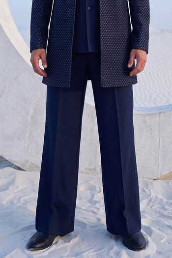 Amit Arora Blue Crepe, Silk, Knit Embroidered Jacket And Waistcoat Set Online at Aza Fashions Amit Arora_Blue Crepe, Silk, Knit Embroidered Jacket And Waistcoat Set _Online_at_Aza_Fashions
