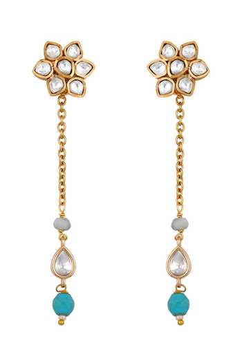 Hrisha Blue Kundan Polki Embellished Choker Set Online at Aza Fashions Hrisha_Blue Kundan Polki Embellished Choker Set _Online_at_Aza_Fashions