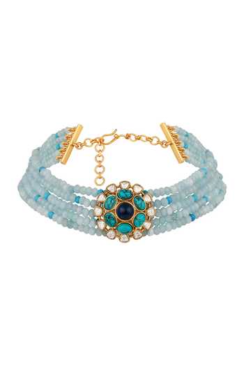 Buy Hrisha Blue Kundan Polki Embellished Choker Set Online at Aza Fashions Buy_Hrisha_Blue Kundan Polki Embellished Choker Set _Online_at_Aza_Fashions