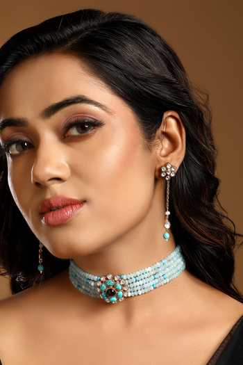 Hrisha Kundan Polki Embellished Choker Set 