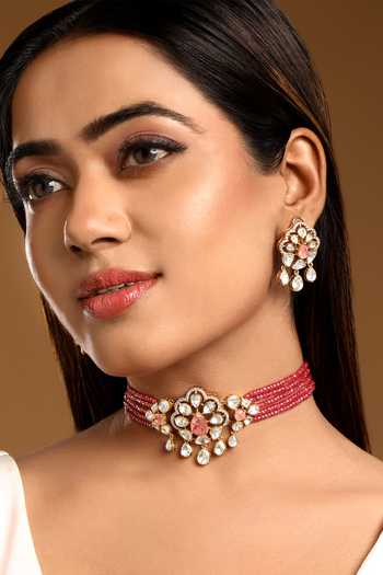 Hrisha Zirconia Embellished Pendant Choker Set 