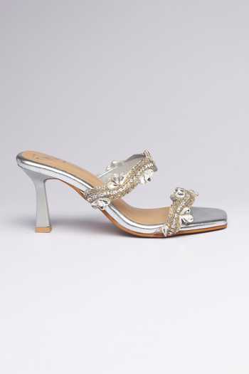 Nidhi Bhandari Silver Crystal Embellished Heels Online at Aza Fashions Nidhi Bhandari_Silver Crystal Embellished Heels _Online_at_Aza_Fashions