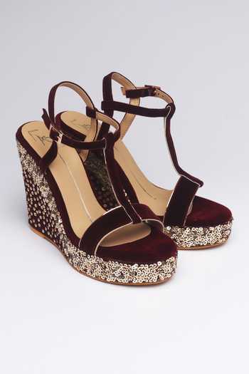 Nidhi Bhandari Embroidered Sequin Wedges 