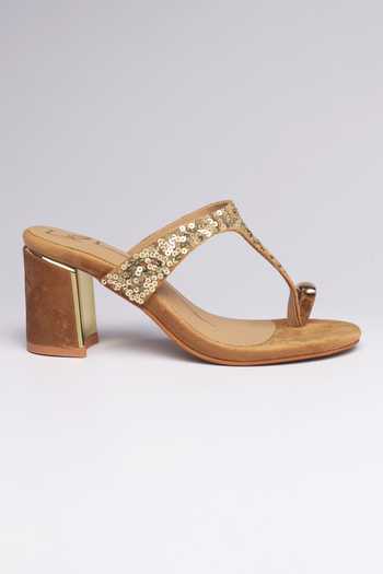 Nidhi Bhandari Gold Sequin Embroidered Block Heels Online at Aza Fashions Nidhi Bhandari_Gold Sequin Embroidered Block Heels _Online_at_Aza_Fashions