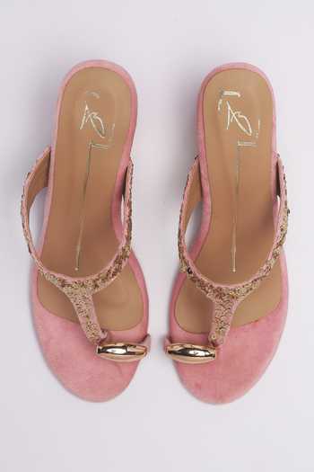 Nidhi Bhandari Embroidered Velvet Heels 