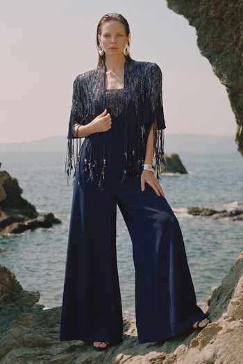 Nikita Mhaisalkar Meteor Embroidered Jumpsuit With Cape