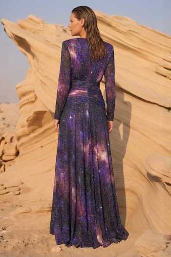 Nikita Mhaisalkar Galaxy Print Slit Dress
