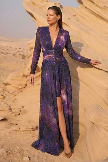 Nikita Mhaisalkar Galaxy Print Slit Dress