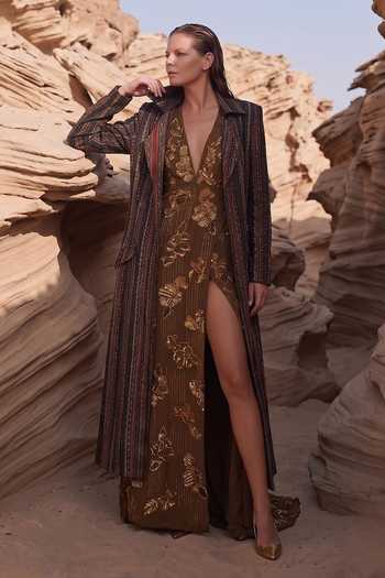 Nikita Mhaisalkar Stripe Print Trench Jacket
