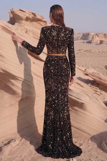 Nikita Mhaisalkar Night Sky Embroidered Slit Dress