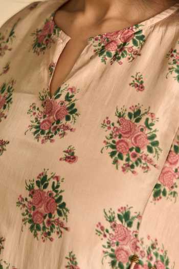 TA’Assur Beige Silk Printed Kurta Set at Aza Fashions TA’Assur_Beige Silk Printed Kurta Set _at_Aza_Fashions