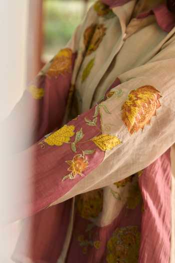 Buy TA’Assur Multi Color Chanderi Collared Neck Applique Work Shirt And Pant Set Online at Aza Fashions Buy_TA’Assur_Multi Color Chanderi Collared Neck Applique Work Shirt And Pant Set _Online_at_Aza_Fashions