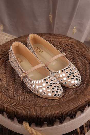 Buy Tiesta Beige Aaina Mirror Work Ballerinas Online at Aza Fashions Buy_Tiesta_Beige Aaina Mirror Work Ballerinas _Online_at_Aza_Fashions