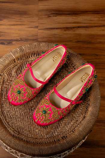 Buy Tiesta Pink Zari Pop Hot Ballerinas Online at Aza Fashions Buy_Tiesta_Pink Zari Pop Hot Ballerinas _Online_at_Aza_Fashions