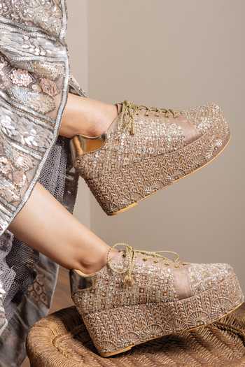 Tiesta Purple Jhoom Rosegold Platform Sneakers Online at Aza Fashions Tiesta_Purple Jhoom Rosegold Platform Sneakers _Online_at_Aza_Fashions