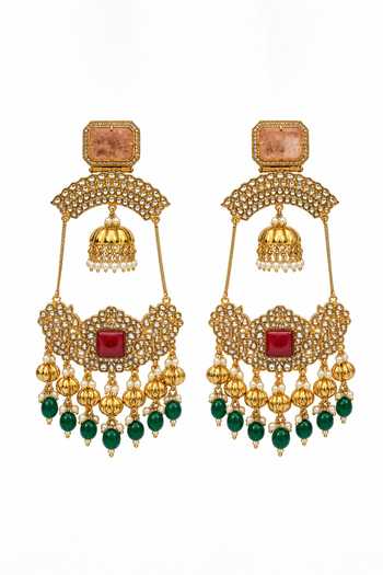 Vivinia By Vidhi Mehra_Multi Color Kundan Embellished Jhumka Earrings _Online_at_Aza_Fashions